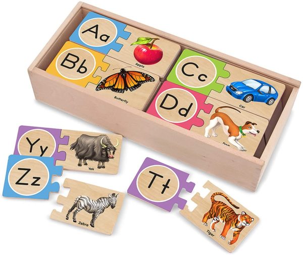 Melissa & Doug Self-Correcting Alphabet Wooden Puzzles with Storage Box (52 Pieces) - Image 7