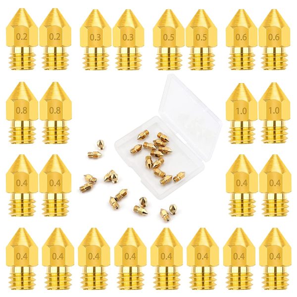 LUTER 24PCS MK8 Extruder Nozzles 3D Printer Nozzles 0.2mm, 0.3mm, 0.4mm, 0.5mm, 0.6mm, 0.8mm, 1.0mm with Free Storage Box for Makerbot Creality CR-10 Ender 3 5 - Image 7