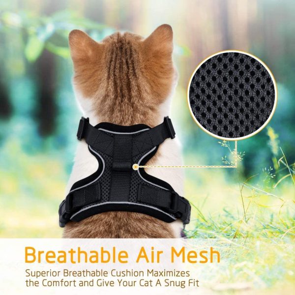 rabbitgoo Cat Harness and Leash for Walking, Escape Proof Soft Adjustable Vest Harnesses for Small Medium Cats, Easy Control Breathable Reflective Strips Jacket, XS, Black - Image 8