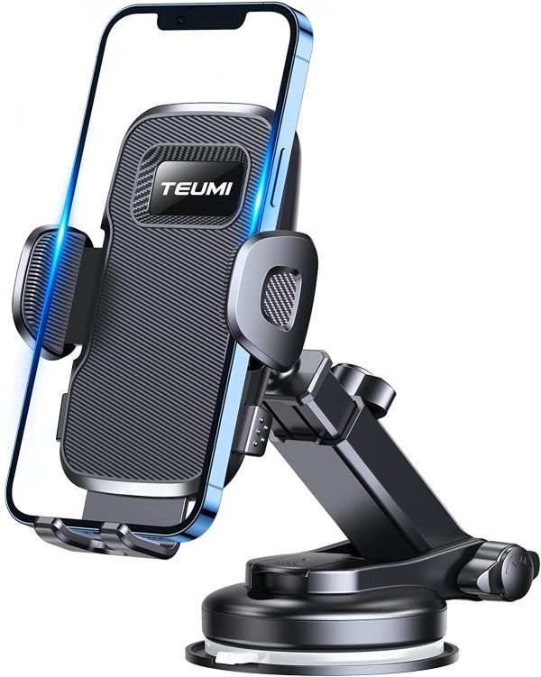 TEUMI Car Phone Holder, [Thick Case Friendly] [Military-Grade Suction] Cell Phone Holder Car for Dashboard & Windshield, 360?? Rotate Dash Car Phone Mount Compatible with iPhone 13 12 11 Pro Max, 4??-7?? - Image 2