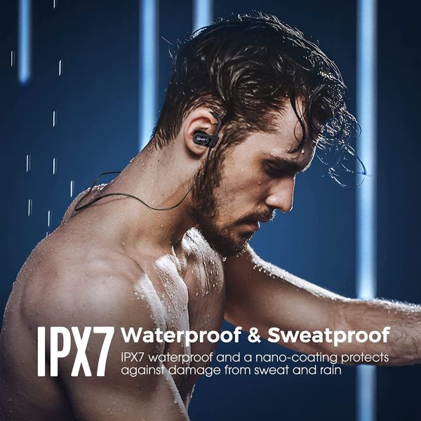 Bluetooth Headphones Earbuds, Deep Bass Wireless Running Earbuds w/16 Hrs Playtime, Bluetooth Earphones in-Ear w/Earhooks, IPX7 Waterproof Sports Wireless Headphons with Microphone for Calls - Image 3