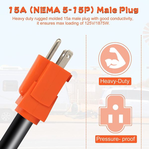 15Amp Male to 30 Amp Female RV Adapter Electrical Converter 15M 30F Heavy Duty Cord Cable with Handle12 inch Power Connector (15A Male to 30A Female) CA - Image 4