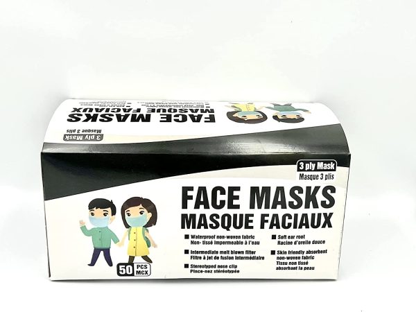 Ships from Toronto - Pack of 50, Kids/Children Face m??sques, 3-ply, Disposable, Protective, Easy for breathe, Water/Dust-proof.