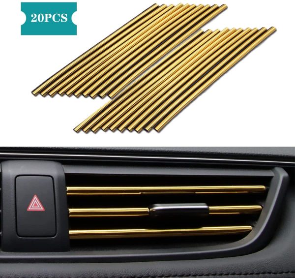 Car Air Conditioner Trim Strip for Vent Outlet 20 Pieces Car Accessories Bling Interior for Men Women Truck Decor Air Vent Outlet Decoration Strip Universal Waterproof Bendable DIY U Shape Yellow - Image 3