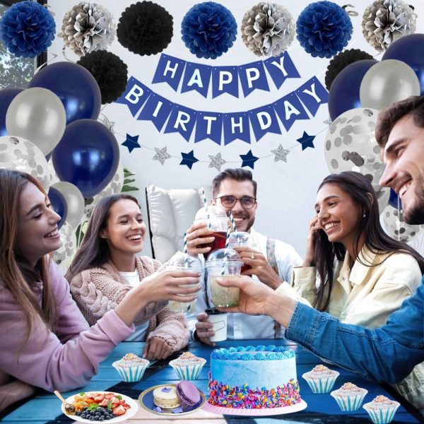 Birthday Decorations Men Blue Birthday Party Decorations for Men Women Boys Grils, Happy Birthday Balloons for Party Decor Suit for 16th 20th 25th th 35th 40th 50th 60th 70th - Image 5