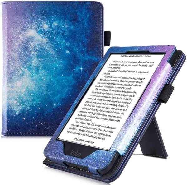 BOZHUORUI Stand Case for Kobo Clara HD eReader (Model N249 - 2018 Release) - Premium PU Leather Protective Sleeve Cover with Hand Strap and Auto Sleep/Wake (Galaxy) - Image 4