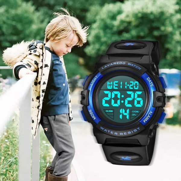 Kid's Watch,Boys Watch Digital Sport Outdoor Multifunction Chronograph LED 5ATM Waterproof Alarm Calendar Analog Watch for Children with Silicone Band - Image 7