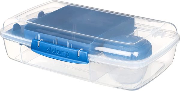 to Go Collection Bento Box, Clear with Assorted Colors