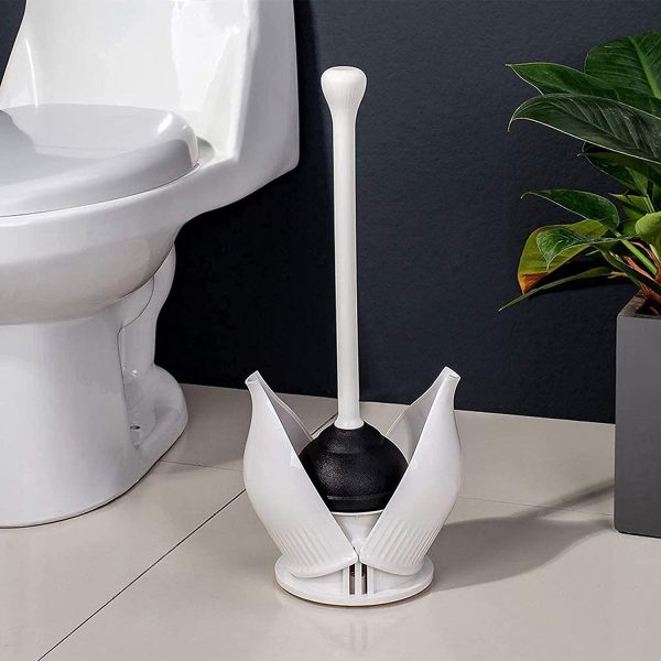 Toilet Plunger, Hideaway Toilet Plunger with Caddy, Plungers for Bathroom with Holder, Heavy Duty Toilet Plunger with Holder - White - Image 4