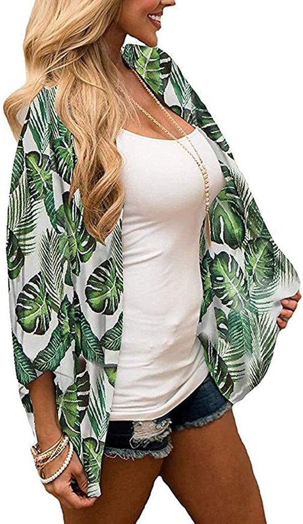 Naivikid Women's Floral Print Kimono Sheer Chiffon Loose Cardigan S-3XXL - Image 2