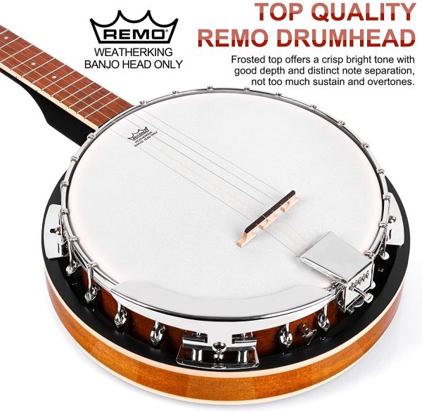 Vangoa Banjo 5 String Full Size Remo Drum Head with Resonator for Beginners Adults, with Manual, Picks, Extra Strings, Tuner, Strap, Bags - Image 9