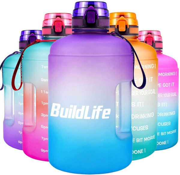 BuildLife Gallon Motivational Water Bottle Wide Mouth with Time Marker/Flip Top Leak Proof Lid/One Click Open/BPA Free/Multiple Sizes & Colors for Fitness Goals - Image 5