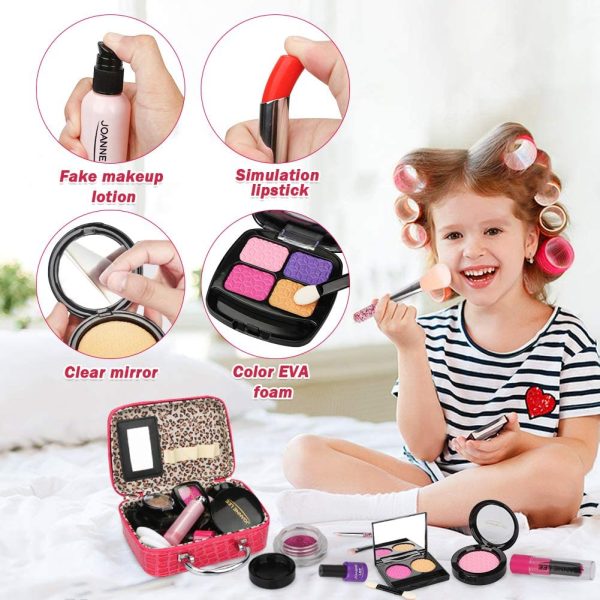 Kids Pretend Makeup Kit for Girl - Pretend Play Beauty Set with Cosmetics Bag Fake Makeup Princess Toys for Little Girls Christmas Birthday Gifts (t Real Makeup) - Image 3