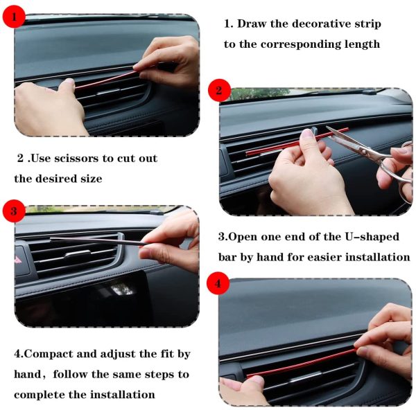 Car Air Conditioner Trim Strip for Vent Outlet 20 Pieces Car Accessories Bling Interior for Men Women Truck Decor Air Vent Outlet Decoration Strip Universal Waterproof Bendable DIY U Shape Yellow - Image 4