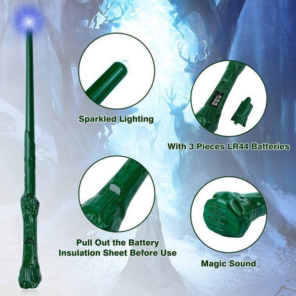 Magic Light Up Wizard Wand for Kids Sound Illuminating Girls Boys Toy Witchcraft Cosplay Accessary 2 Piece