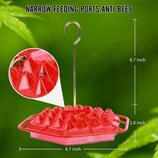 Hummingbird Feeder,Portable Hummingbird Feeders Outdoor with 30 Feeding Ports,Hanging Bird Feeder Window with Perch and Built-in Ant Moat for Garden - Image 6