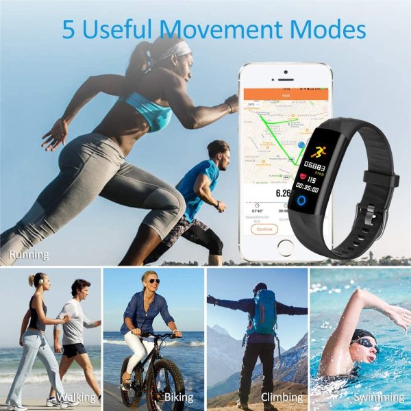 AK1980 Fitness Tracker, Activity Tracker Watch with Heart Rate Monitor Blood Pressure Blood Oxygen Sleep Monitor IP68 Waterproof Smart Watch Step Tracker Calorie Counter for Kids Women Men - Image 7