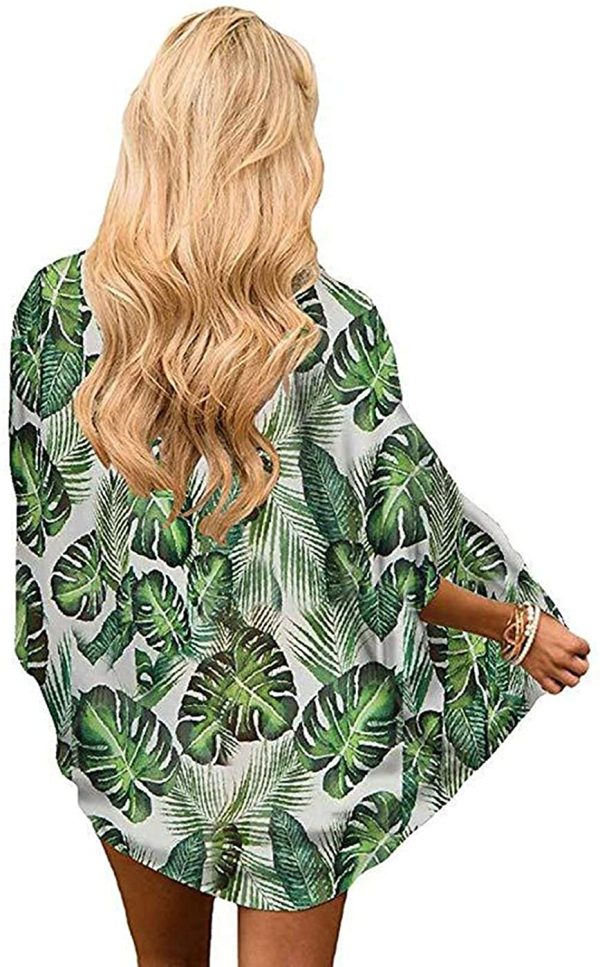 Naivikid Women's Floral Print Kimono Sheer Chiffon Loose Cardigan S-3XXL