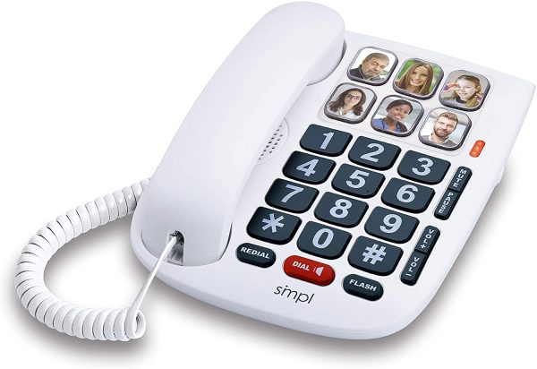 SMPL Hands-Free Dial Photo Memory Corded Phone, One-Touch Dialing, Large Buttons, Flashing Alerts, Durable, Perfect for Seniors, Alzheimer's, Dementia, Hearing Impaired - Image 4