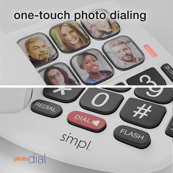 SMPL Hands-Free Dial Photo Memory Corded Phone, One-Touch Dialing, Large Buttons, Flashing Alerts, Durable, Perfect for Seniors, Alzheimer's, Dementia, Hearing Impaired - Image 3