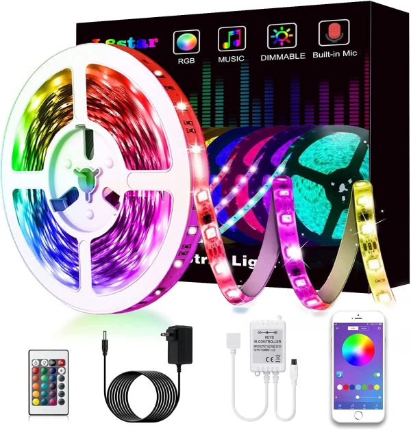 L8star Color Changing Light Strips SMD 5050 RGB LED Lights with Bluetooth (16.4ft) - Image 3