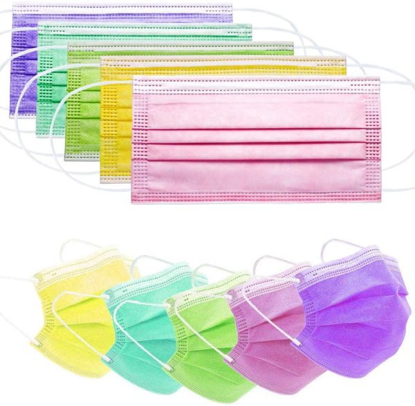 50pcs Colorful Disposable Face Masks Cover Breathable Dust Mask Stretchable Elastic Ear Loops Masks 50pcs/Pack - Image 5