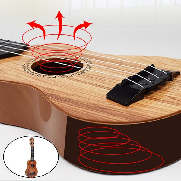 TOOYFUL Cute Kids Guitar Toy Ukulele Classical Small Guitar 4 Strings Children Educational Learning Early Education - Deep Brown