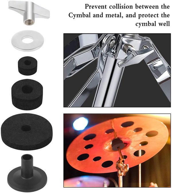 21 Pieces Cymbal Replacement Accessories, Drum Kit Accessories Set include Cymbal Felts, Cymbal Sleeves with Base, Cymbal Wing Nuts and Cymbal Washer - Image 3