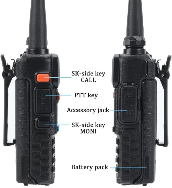 UV-5R 5W Handheld Ham Radio with 1800mAh Battery, Black - Image 3