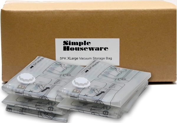 SimpleHouseware Vacuum Storage Bags for Bedding/Blanket/Clothing - 5-Pack, Extra Large [67 x 100 cm] - Image 3