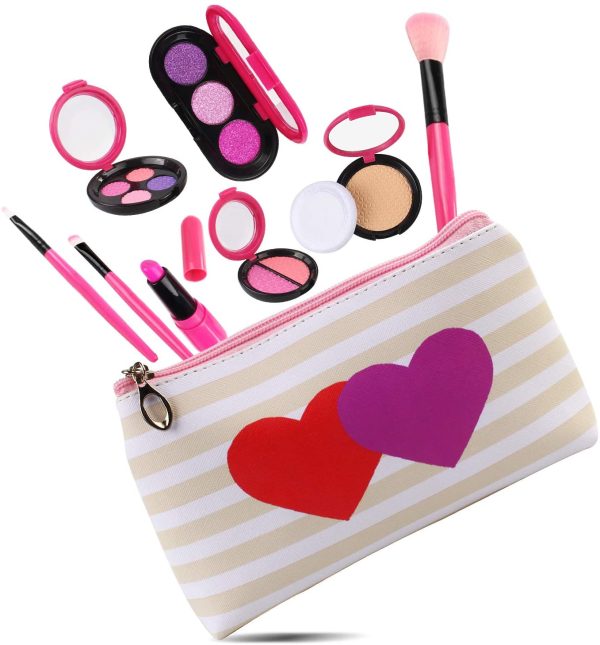 AMOSTING Kids Pretend Makeup Toys for Girls Pretend Play Cosmetic Beauty Princess Makeup Set with Cute Cosmetic Bag as Christmas Birthday Gift for Kids - Image 4