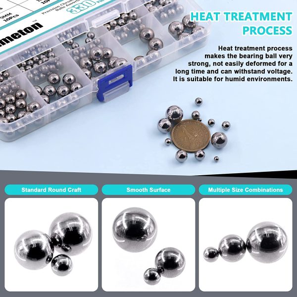 Cimeton 330Pcs 16Sizes Precision Bearing Steel Ball Assortment Kit Including Sizes 1MM 2MM 2.5MM 3MM 3.5MM 4MM 4.5MM 5MM 5.5MM 6MM 7MM 8MM 9MM 10MM 11MM 12MM Metric - Image 2