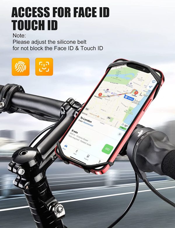 Bike Phone Mount, Handlebar Bicycle GPS Units Holder Motorcycle Phone Mount Accesorries Compatible with iPhone 13 Pro Max, 12 Pro,12 Mini,11,XR,XS,X,8 Plus, Samsung Galaxy Note 20, S20, 4.7-7.5?? - Image 6