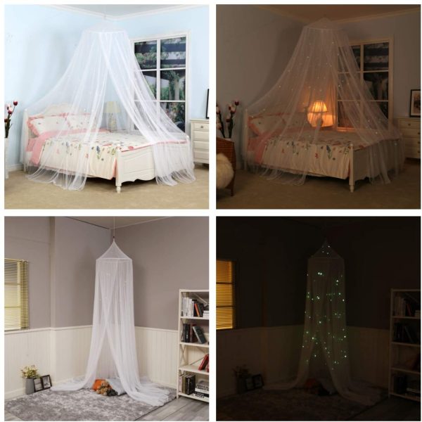 Bed Canopy with Fluorescent Stars Glow in Dark for Baby, Kids, Bed Netting Use to Cover The Baby Crib, Kid Bed, Girls Bed Or Full Size Bed, Fire Retardant Fabric - Image 8