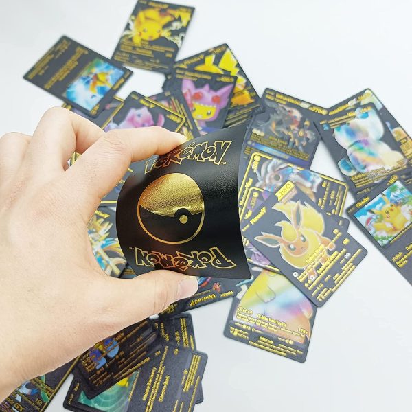 54 Pcs Cartoon TCG Gold Foil Card, Gold Foil Assorted Cards, Vmax GX DX Charizard Golden Super Rare Assorted Collection Cards, Best Gift for Kids, Game Fan and Collectors () - Image 2