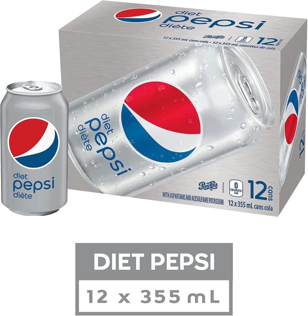 Diet Pepsi cola, 355 mL Cans, 12 Pack