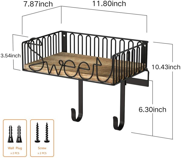 SRIWATANA Ironing Board Hanger Wall Mount, Iron & Ironing Board Holder with Wooden Base - Carbonized Black - Image 6