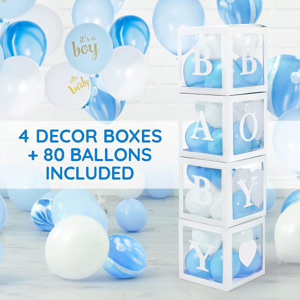 Blue Baby Shower Decorations for Boy- Jumbo Set All Inclusive Baby Boxes with Letters for Baby Shower - Boy Baby Shower Decoration - Image 3