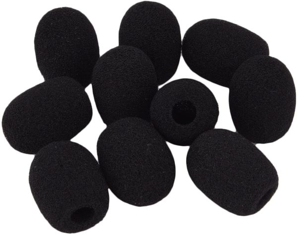 Sunmns ch05-cover Mini Lapel Headset Microphone Windscreen Foam Cover, Black, 10 Piece - Image 5