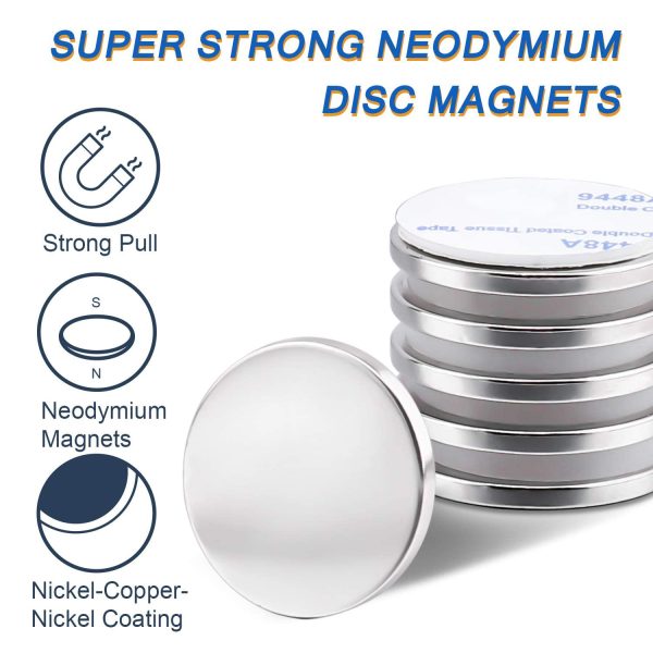 LOVIMAG Super Strong Neodymium Disc Magnets, Powerful Rare Earth Magnets with Double-Sided Adhesive for Fridge, DIY, Building, Scientific, Craft, and Office Magnets - 1.26 inch x 1/8 inch, Pack of 12 - Image 5