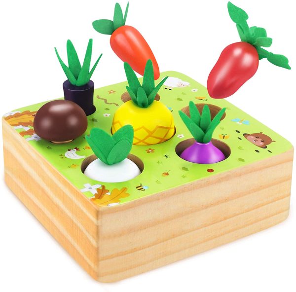 CENOVE Educational Wooden Toys for Toddlers, Carrots Harvest Shape Size Sorting Game, Developmental Montessori Toys for 1 2 3 Year Old Boys and Girls Preschool Learning Fine Motor Skill - Image 4