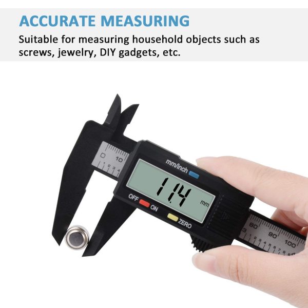 ADORIC Digital Caliper Caliper Measuring Tool Vernier Calipers with Inch/MM Conversion Large LCD Screen 0-6Inch/150mm Auto-Off Carbon Fiber Gauge - Image 2