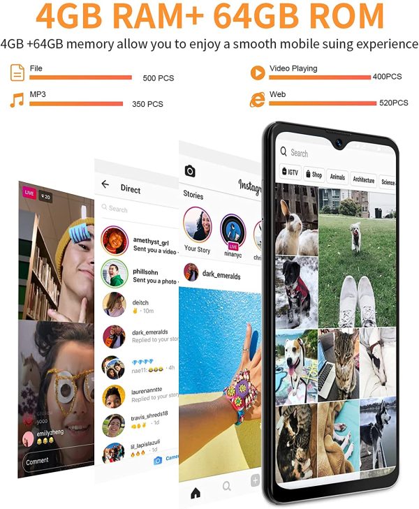 Unlocked Android Smartphones Canada,  A80 Plus, 64GB Dual SIM Unlocked Cell Phones Android, Android 10 OS Cell Phones, 6.5" HD+ Display, 13MP Camera, Fingerprint Face ID, 4680mAh Battery - Image 5