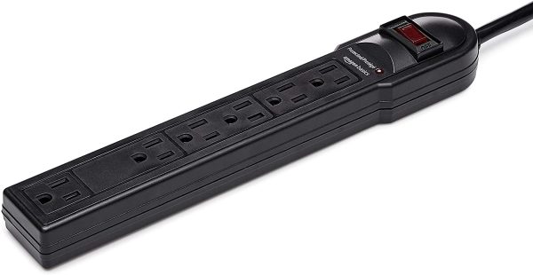 6-Outlet Surge Protector Power Strip, 6-Foot Long Cord, 790 Joule - Black - Image 6