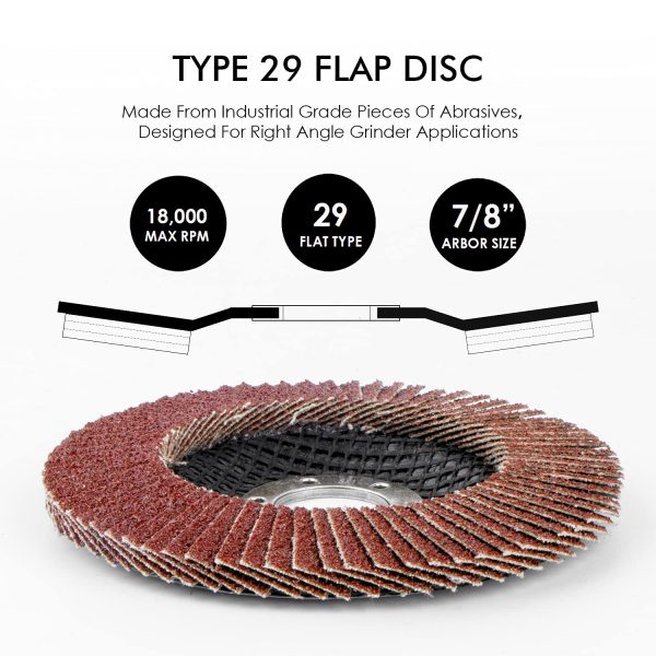 amoolo 4 1/2 Flap Disc (20 Pack), T29 Aluminum Oxide Angle Grinder Sanding Disc (40 60 80 120 Grit), Abrasive Grinding Wheel (7/8 inch Arbor Size) - Image 2