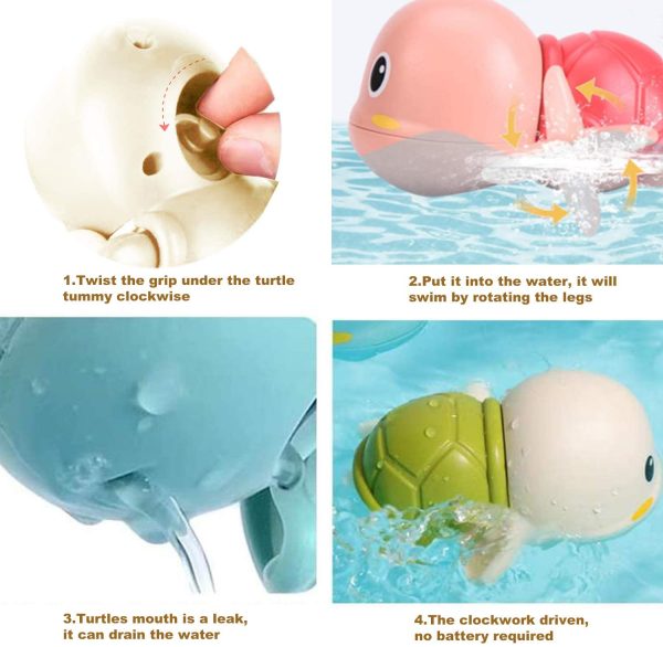 Baby Bath Toys for Kids Bathtime Fun 4 Pack Wind up Baby Toys Swimming Turtles and Dolphin Sensory Toys for Baby Boys and Girls for Ages 6 Months & up - Image 5