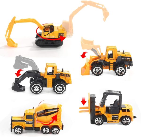 cute stone 25 in 1 Construction Vehicles Trucks Toy Push and Go Car Carrier Truck Toy, Play Vehicles Toy with Sounds and Lights, 12 Mini Diecast Trucks Included - Image 2