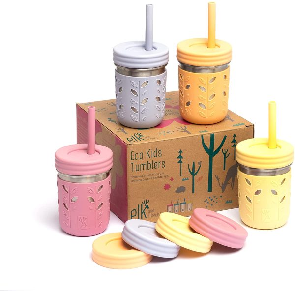 Stainless Steel Cups | Mason Jar 10oz | Kids & Toddler Cups with Silicone Sleeves & Silicone Straws with Stopper | Spill Proof Cups for Kids, Smoothie Cups - Image 7