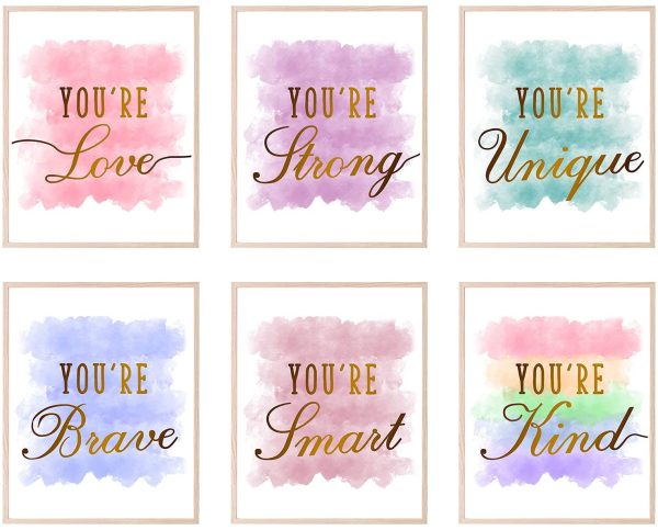 HOMANGA Girls Room Decor Posters, Kids Room Wall Art, Girls Room Wall Decor, Posters For Teen Girls Room, Girls Wall Decor Prints for Bedroom, Nursery Room, Playroom (Set of 6, 20x25 CM, Unframed)