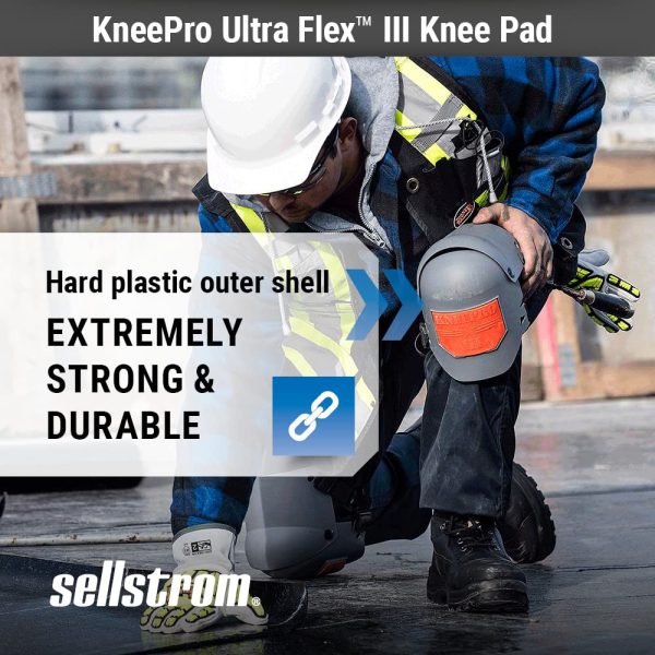 Sellstrom 96110 KneePro Knee Pads - Ultra Flex III - Heavy Duty Protection and Comfort for Construction, Gardening, Army, Flooring Work ??Grey and Orange - Image 4